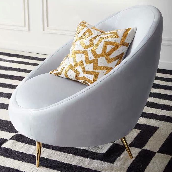 Basic Four Leg Balloon Chair Living Room Chair with Gold Tone Legs