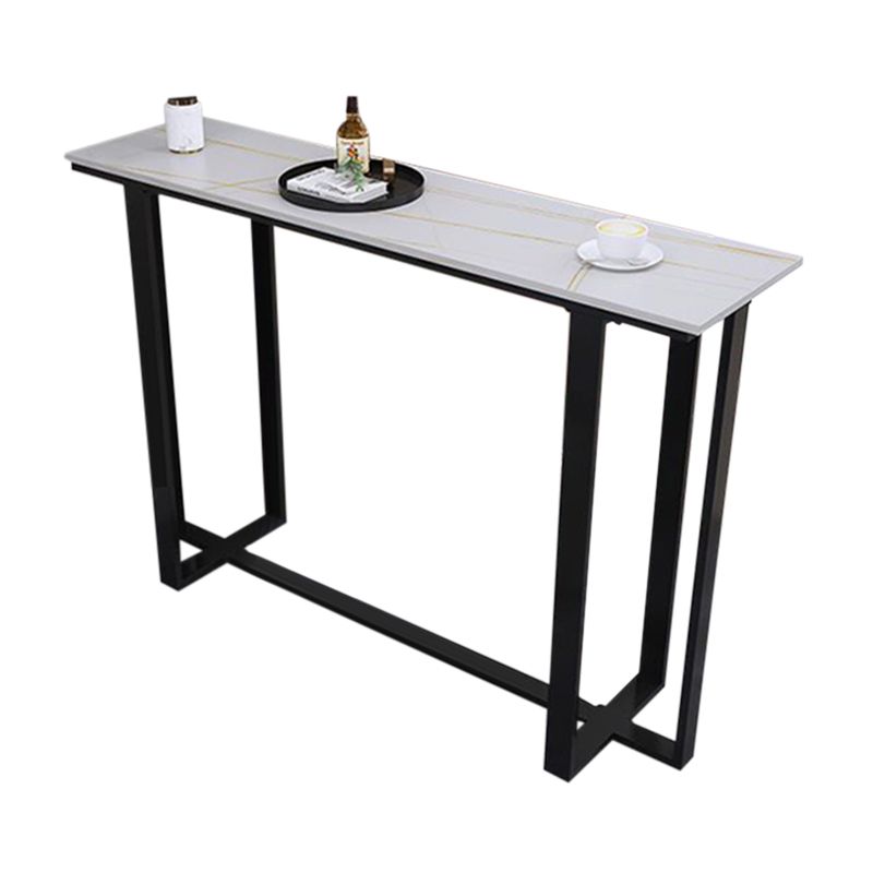 Modern Style Stone Bar Dining Table Rectangle Bar Table in White