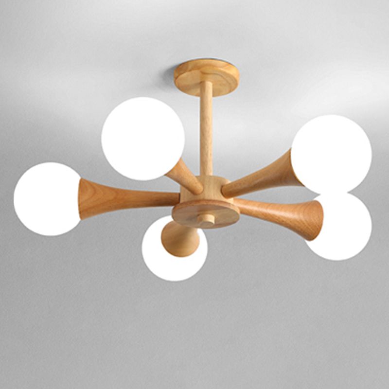 Globe Chandelier Light Fixtures Modern Multi-Head Hanging Pendant Lights with White Glass Shade