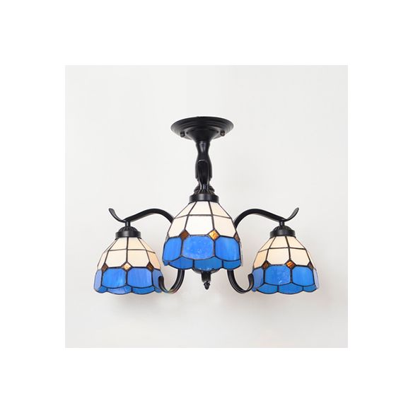 3/5 luci semifulto con lampada semi-filo in vetro colorato in stile Tiffany in tonalità in rosso/blu/verde/blu-bianco per le scale