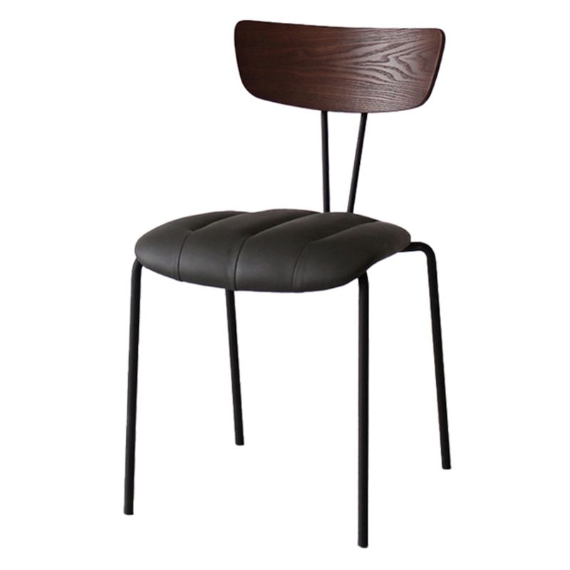 Chaise latérale de finition mate en métal de style industriel, chaise latérale à dossier ouvert pour salle à manger