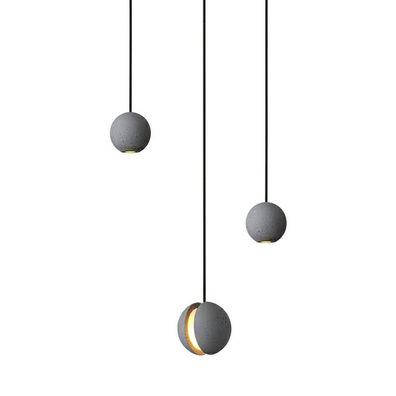 Mini Ball Cement Pendant Light Simplicity Novelty Grey LED Hanging Lamp for Bedroom
