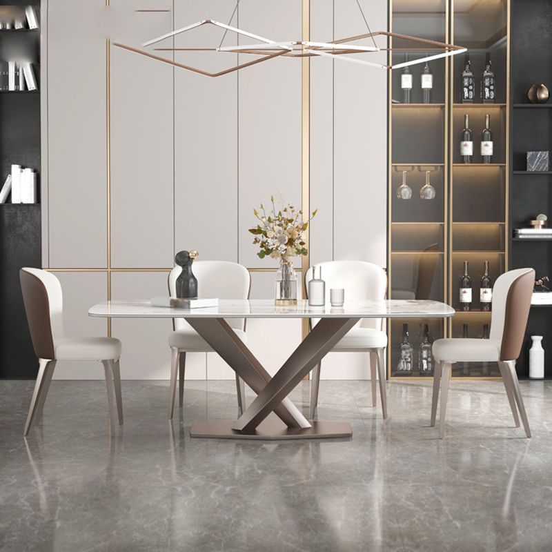 Modern Sintered Stone Top Dining Set Rectangle 1/4/5/6/7 Pieces Dining Room Table Set