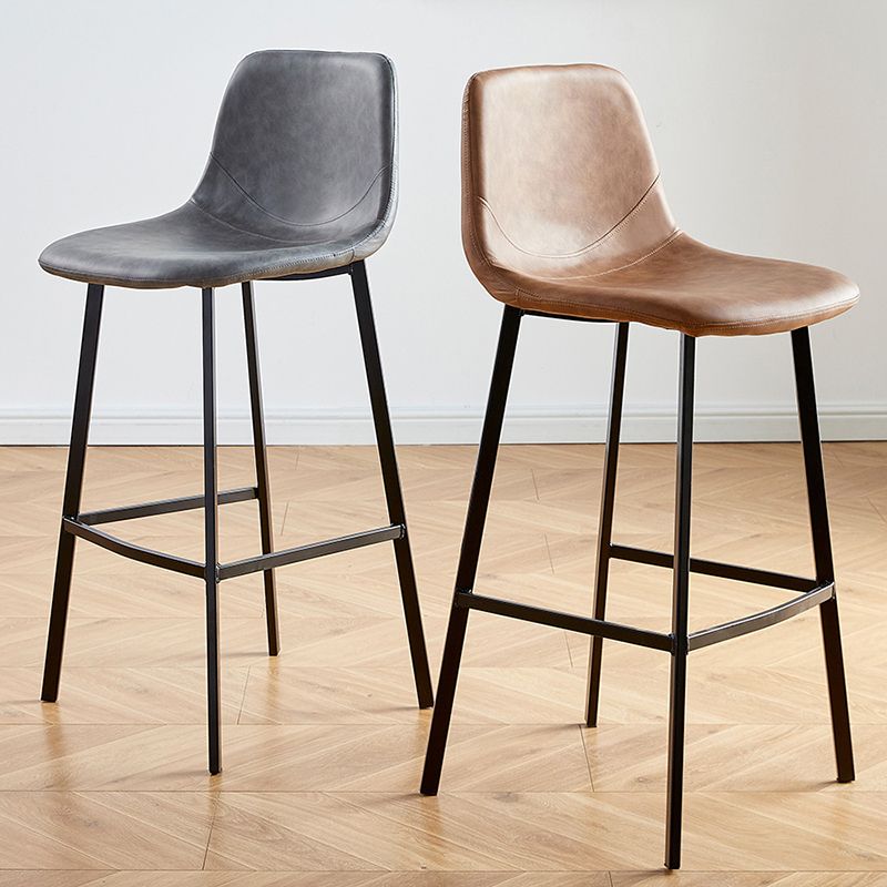 Faux Leather Armless Counter Stool Modern Style Low Back Bar Stool for Indoor