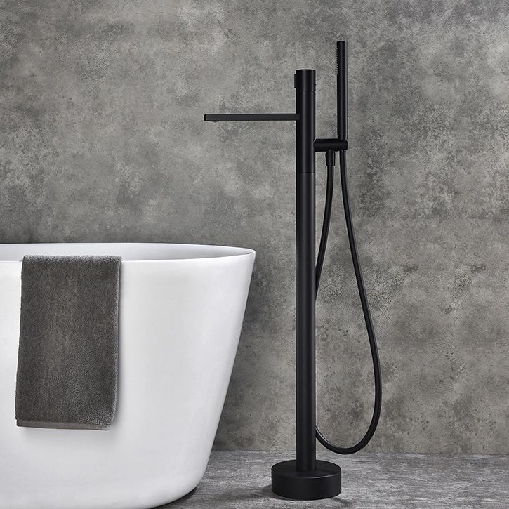 Contemporary Floor Mounted Copper Freestanding Tub Filler High Arc Tub Filler Trim