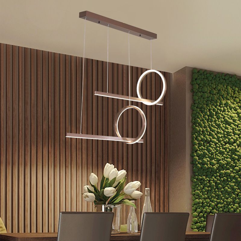 Modern Metal Island Light Geometric LED Island Pendant for Dining Room