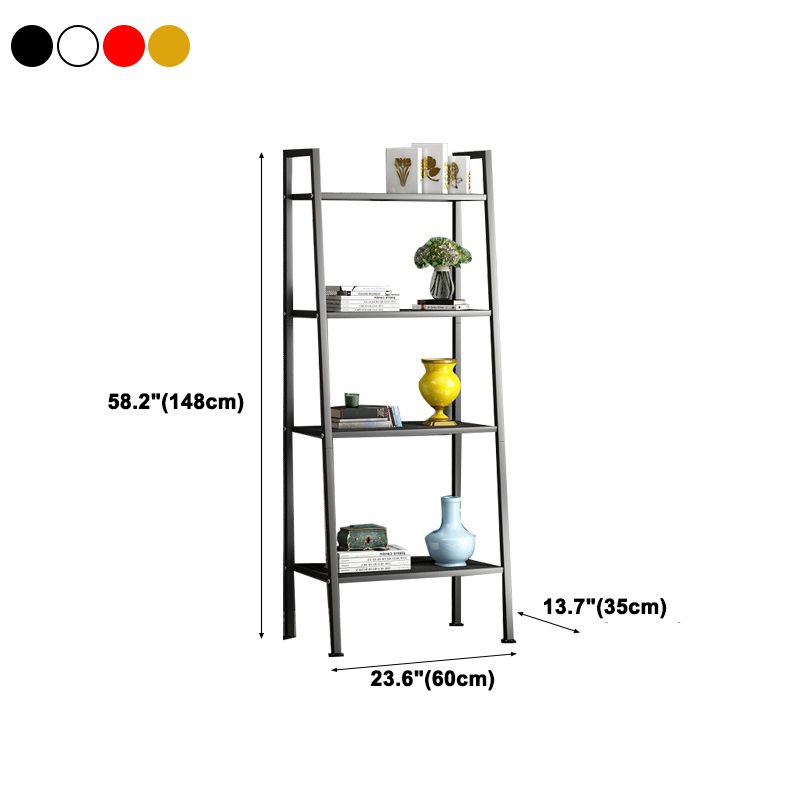 Contemporary Style Ladder Bookshelf Metal Open Back Bookcase for Office