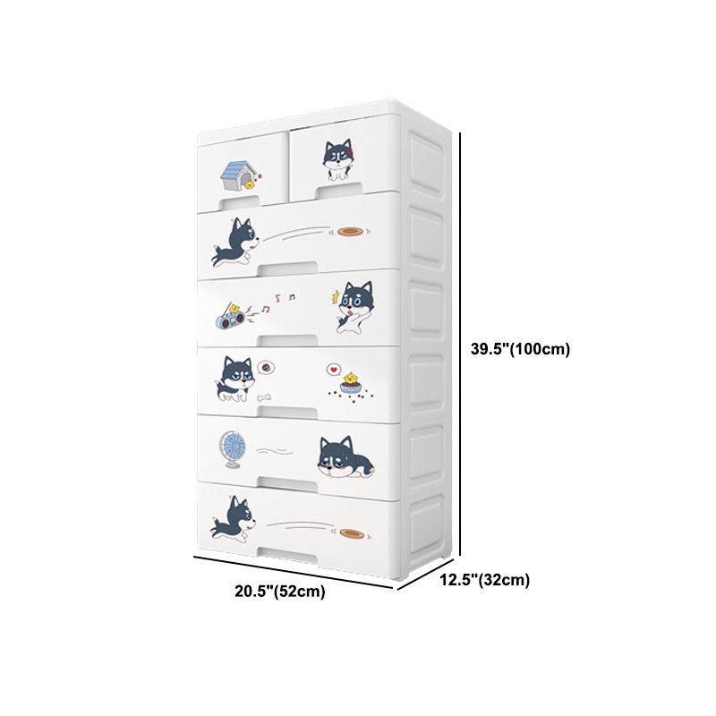 Contemporary Wardrobe White Color Plastic Wardrobe Closet with Drawers