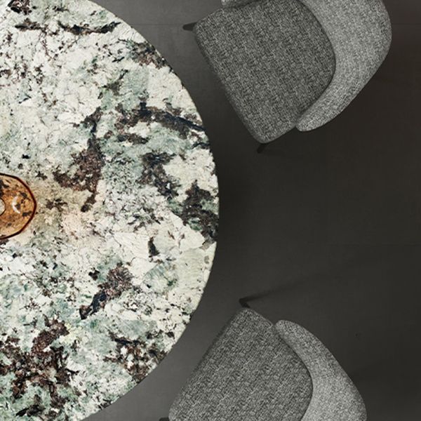 Glam Round Marble Top Dining Table with Metal Pedestal Base for Home