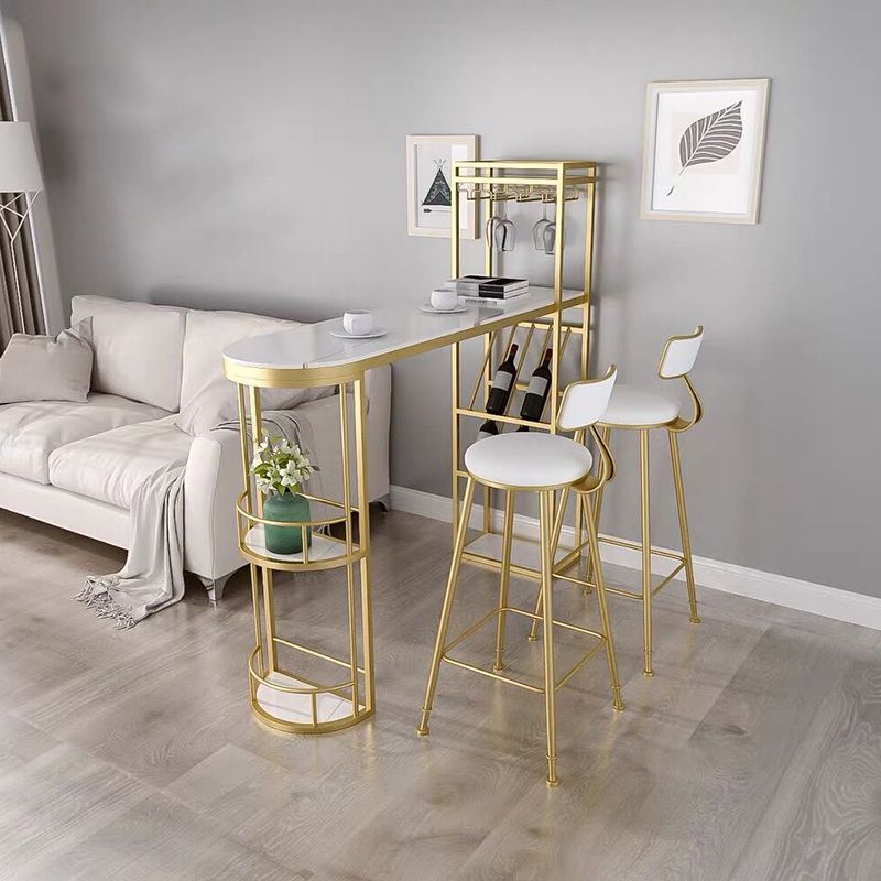 Glam Style Gold Iron Bar Table 41.3 "H TABLE DE BISTRO BISTRO BISTOIDE BLANC SPÉCIAL MARBRE H