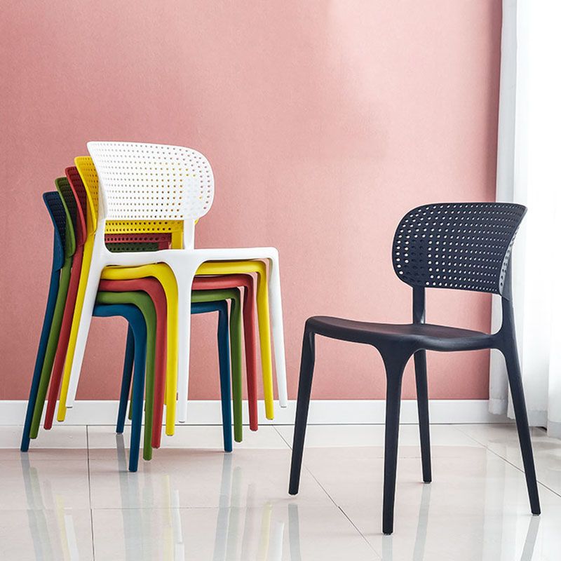 Contemporary Style Stackable Chair Dining Open Back Armless Chairs with Plastic Legs