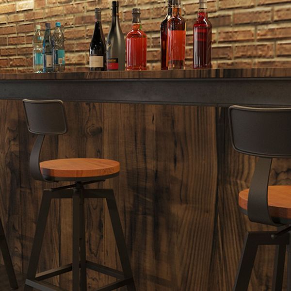 Adjustable Armless Height Stool Industrial Counter Stools with Black Base