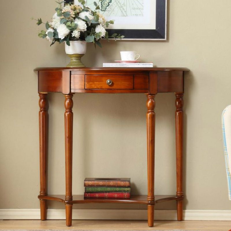 Victorian Wood Console Table Half Moon Console Sofa Table for Hall