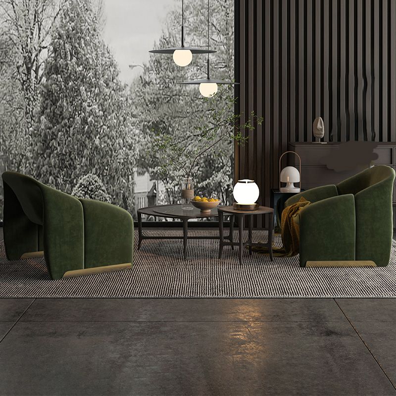 Scandinavian Arm Chair Solid Color Sloped Arms Sled Fixed Back Accent Armchair