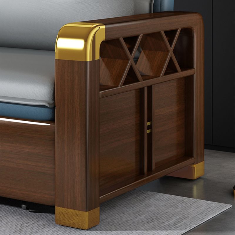 Modern Faux Leather Sleeper Sofa 31.45"H Upholstered Square Arms Sofa Bed