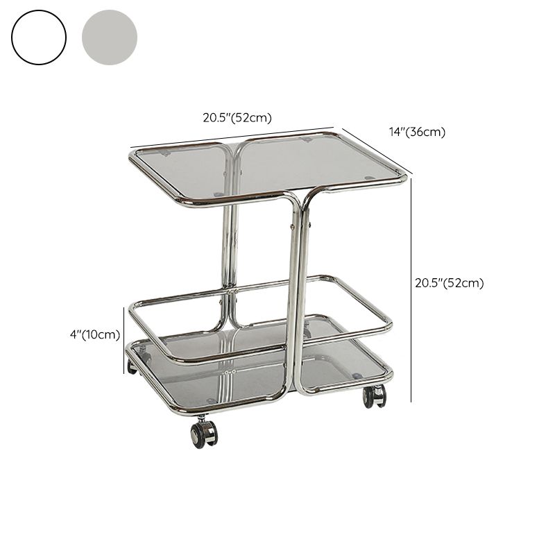 Contemporary Corner Table Double Tier Accent Side Table with Shelf