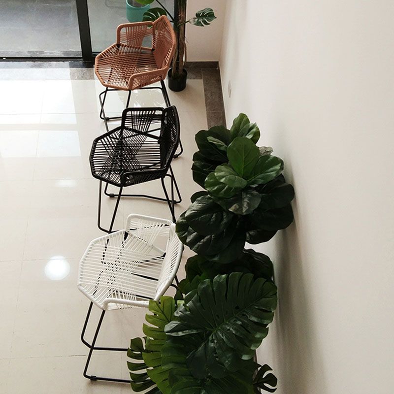 Modern Style Metal Bar Stool with Footrest and Low Back Balcony Lounge Bar Stool 30 Inch