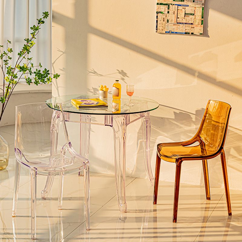 Modern Glass Dining Table Clear Dining Table with Plastic Base
