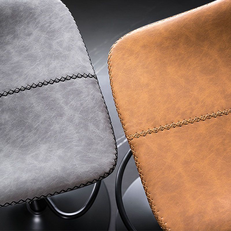 Contemporary Adjustable Height Home Stool Matte Finish Leather Barstool