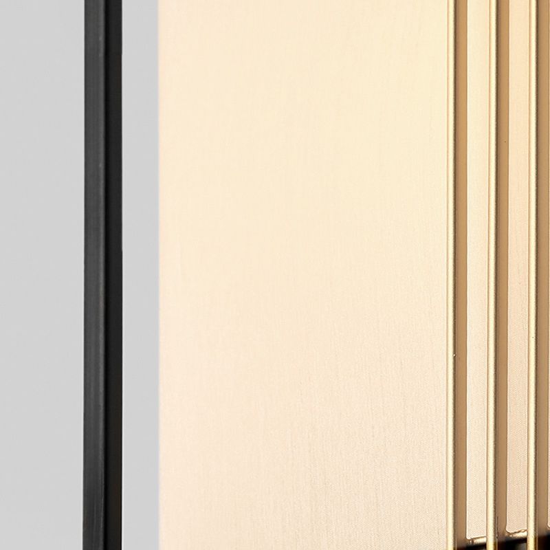 Rectangle Fabric Shade Pendant Hanging Lamp Chinese Style 1 Light Bedroom Hanging Ceiling Light