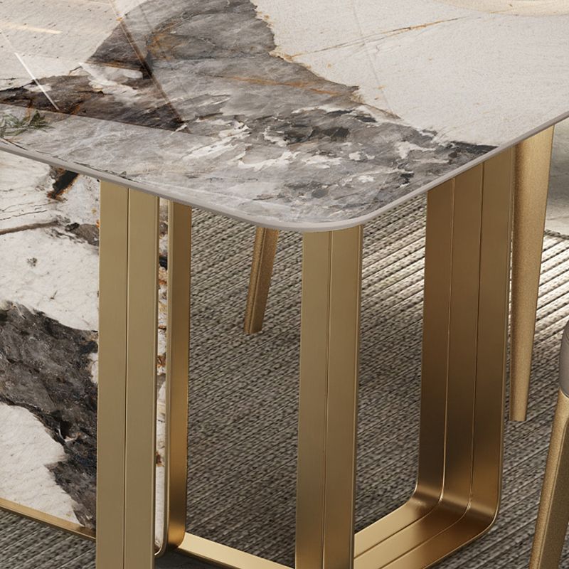 Luxury 1/3/4/5/6 Pieces Dining Set Sintered Stone Dining Table with Leather Chairs