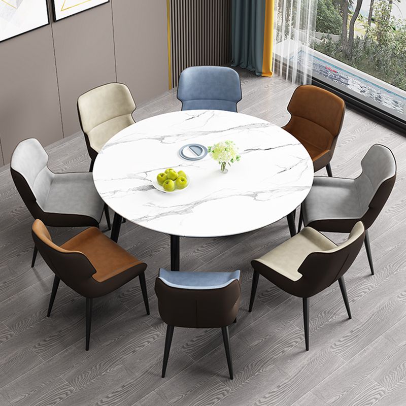 Contemporary Home Wingback Side Chair Matte Finish Leather Dining Chair