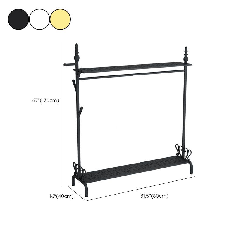 Contemporary Solid Color Coat Hanger Free Standing Coat Rack with Storage Shelving