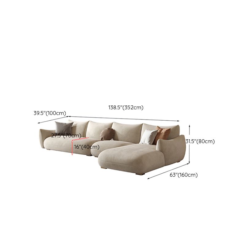 Modern Fabric Sectional with Bolster Pillows 31.5" Tall White L-shape Sectional