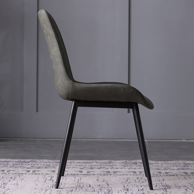 PU Leather Dining Chairs Industrial Style Arm Solid Back Dining Side Chairs