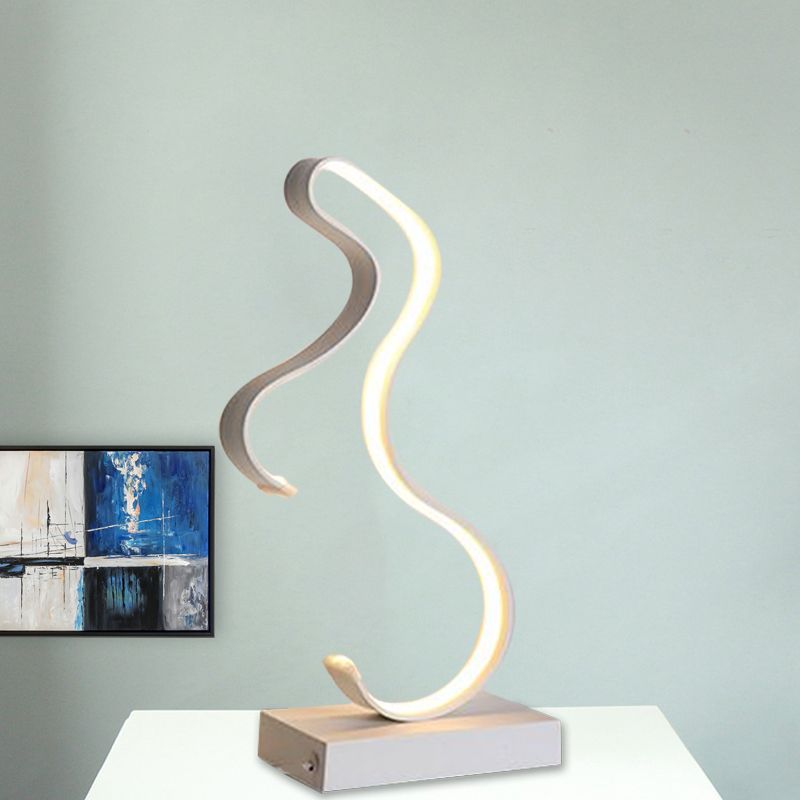 Simplicity Horse Profile Desk Lighting Metal LED Bedroom Nightstand Light with Oblong Pedestal in Black/White/Gold