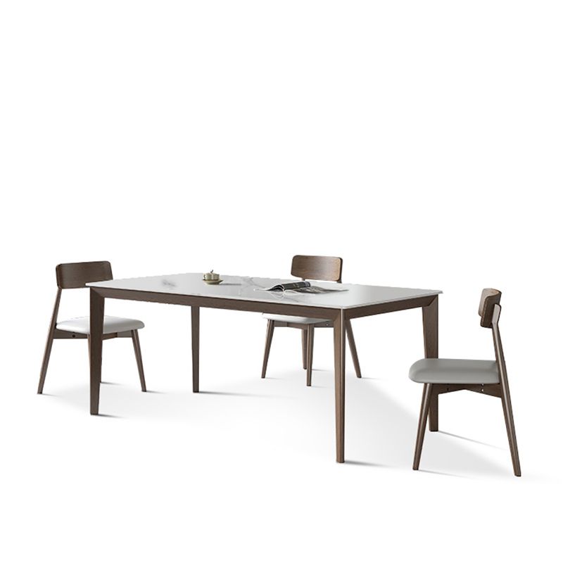 1/3/4/5 Pieces Ash Wood Dining Table Set with White Sintered Stone Top Modern Dinette Set