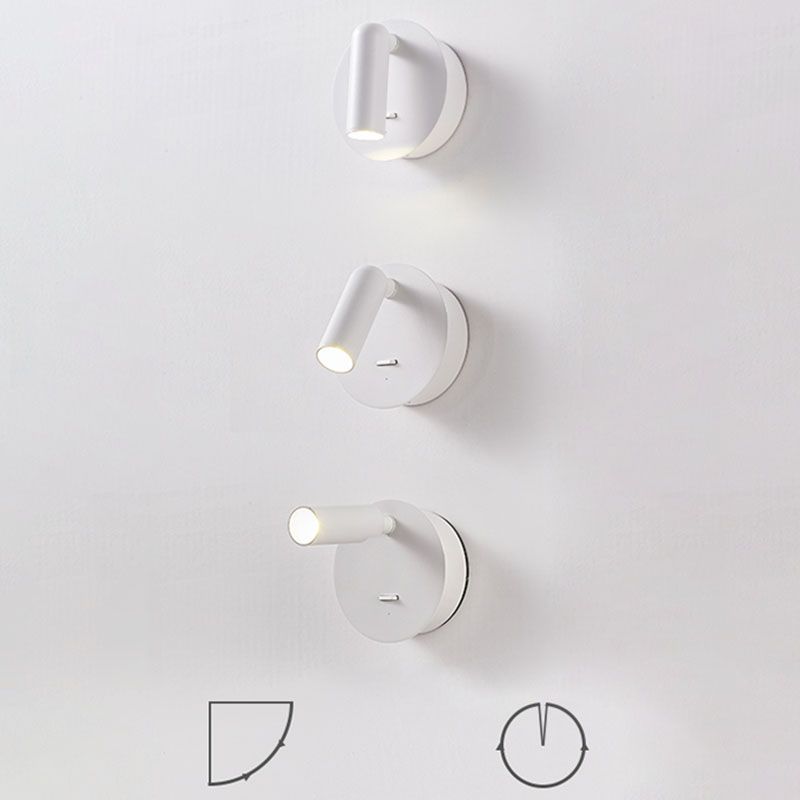 White Circular LED Wall Light in Modern Concise Style Aluminium Reading Wall Sconce for Bedroom
