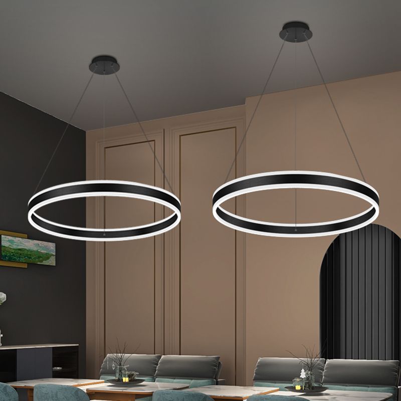 Modern Black Chandelier Multiple Rings Pendant Lighting Fixtures Metal Chandelier