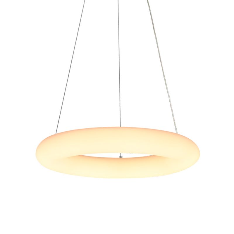 Plafond anneau de vésicule blanc lustre minimaliste LED acrylique suspendu suspendu sur la table, 12 "/ 16" W