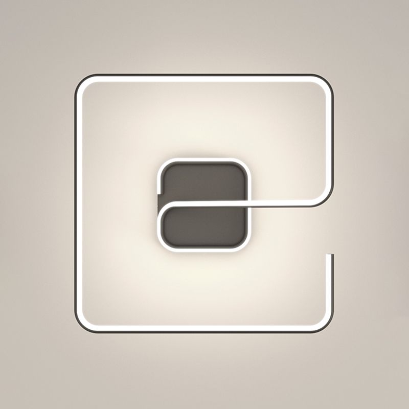 Line Shape LED Ceiling Lamp Modern Iron 1 Light Flush Mount for Study Bedroom