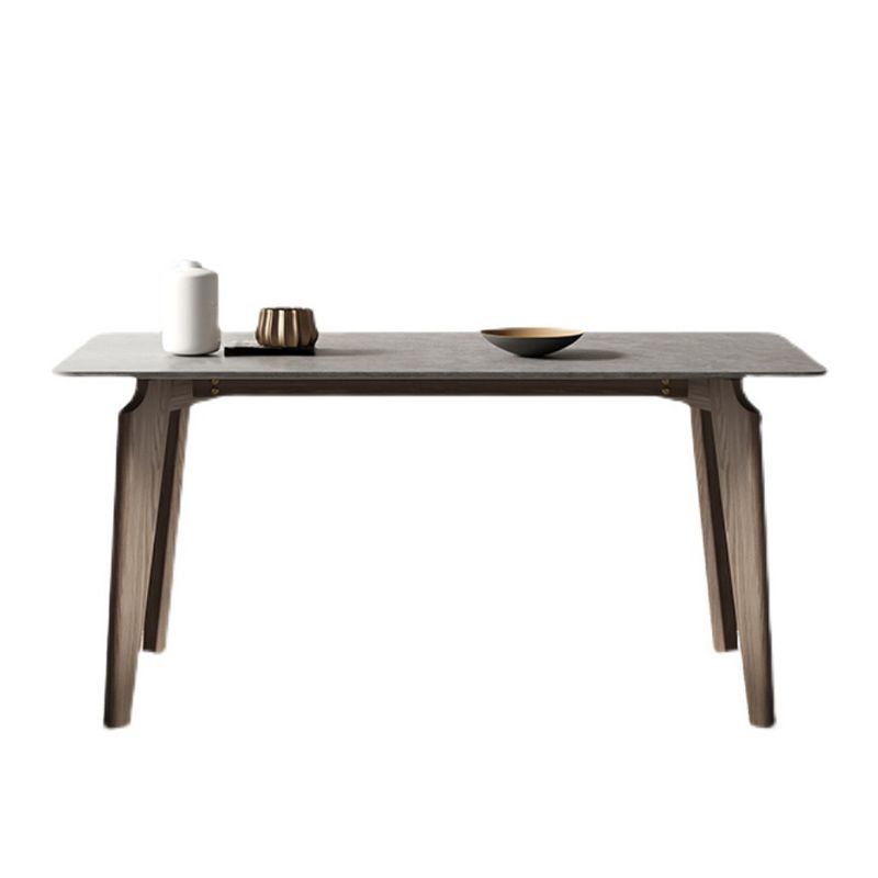 Rectangle Modern DiningTable Sintered Stone Top Ash Base Table with 4 Legs