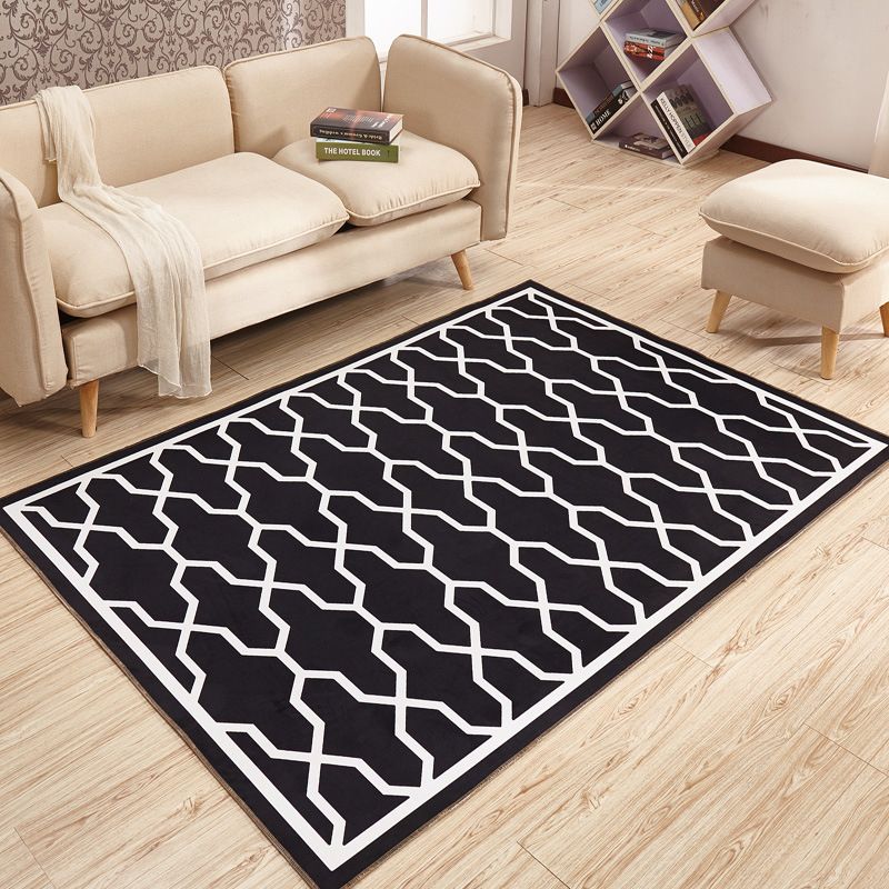 Zwart modern tapijt polyester patroon tapijt vlekbestendig tapijt voor woonkamer