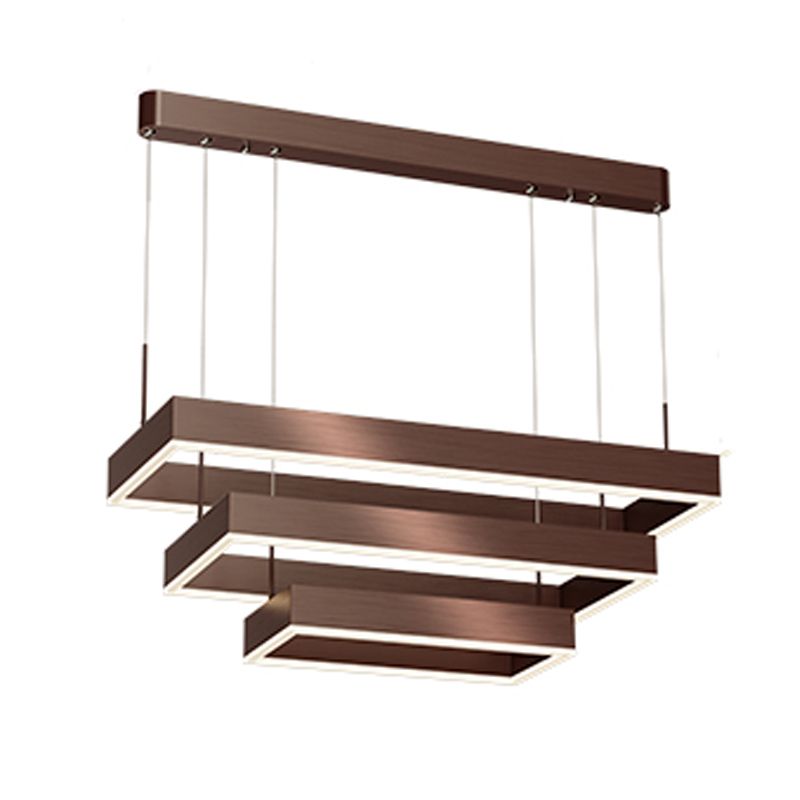 Modern Rectangle Shape Chandelier Lights Metal Chandelier Lighting Fixtures in Brown