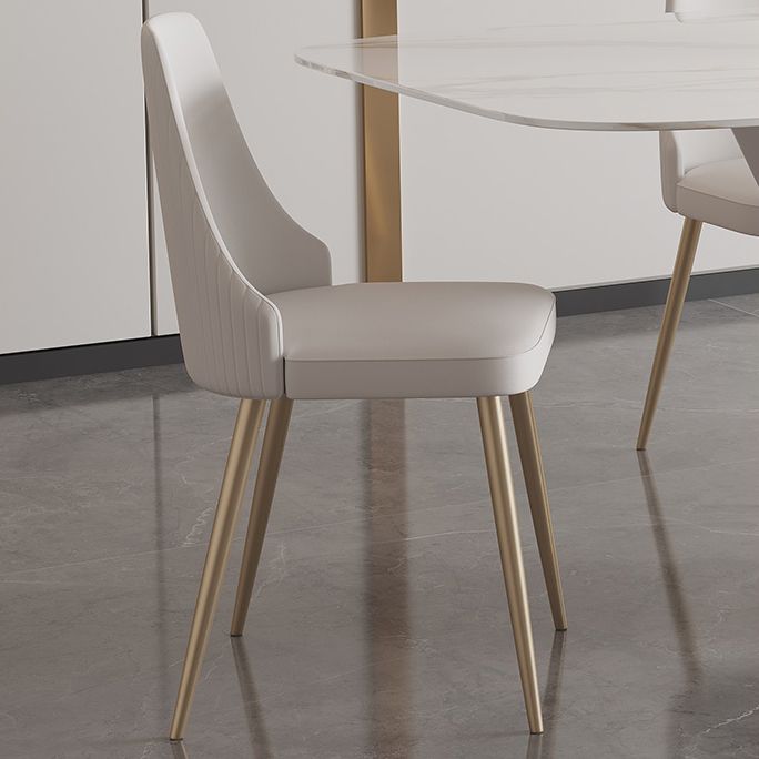 Zeitgenössischer Stil Sintered Stone Esstisch mit weißem festem Tisch und Trestle -Basis