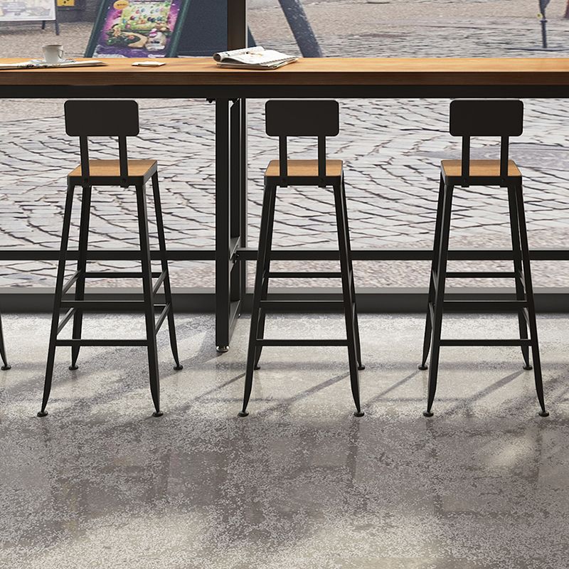 Square Bar and Counter Stool Industrial Coffee Shop Footrest Counter Stool in Black