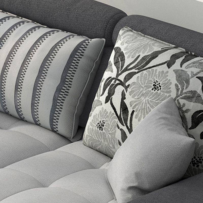 Slipcovered Square Arm Sectional Modern Fabric 4-seater Sectional