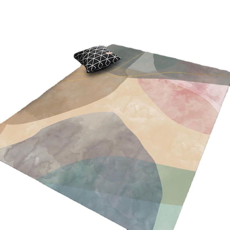 Purple Modern Rug Polyester Color Block Indoor Rug Washable Rug for Home Decor