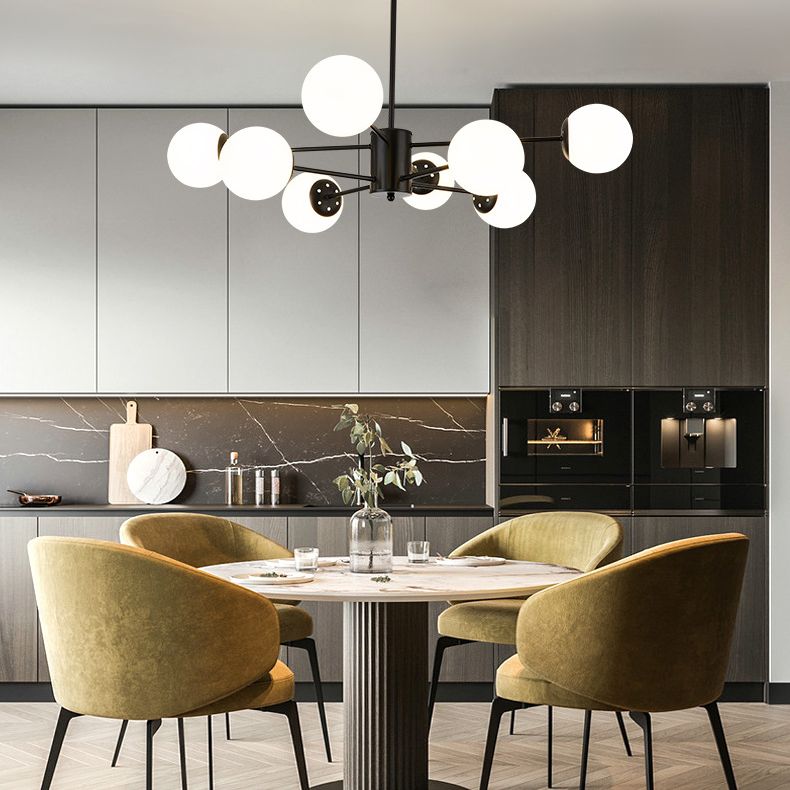 Moderno lampadario a sfera di vetro opal in vetro opale moderno lampada sospensione