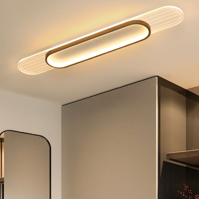 Modern Metal Flush Mount Oval Shape Ceiling Light with Acrylic Shade for Passage