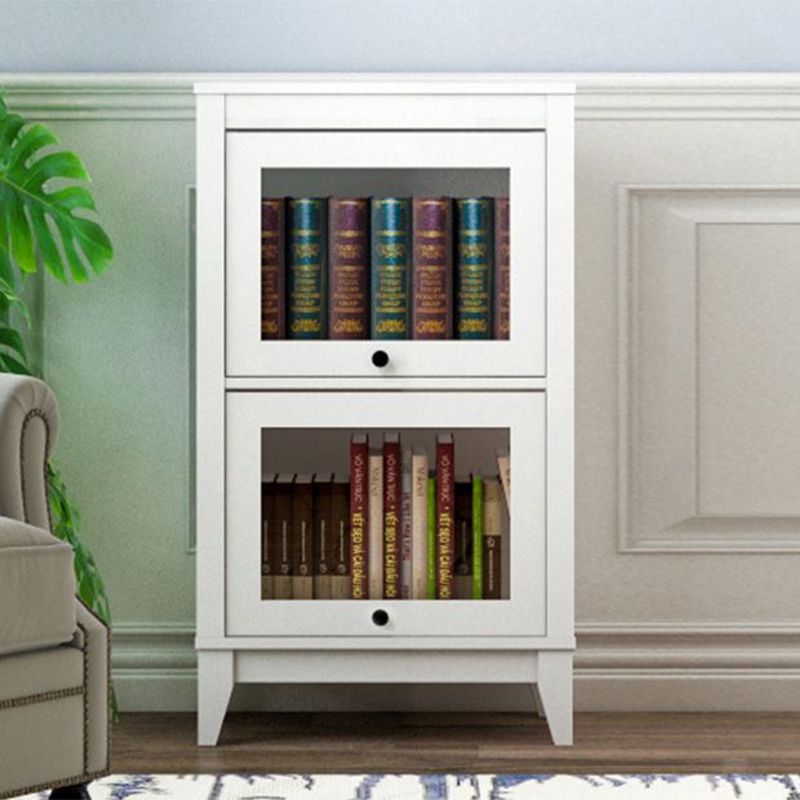 Contemporary Manufactured Wood Vertical Bookcase with Glass Doors