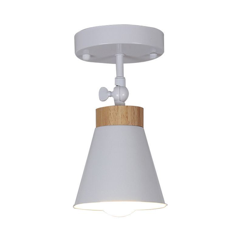 Plafoniera da incasso con paralume affusolato regolabile Plafoniera modernista in metallo a 1 luce nero/bianco