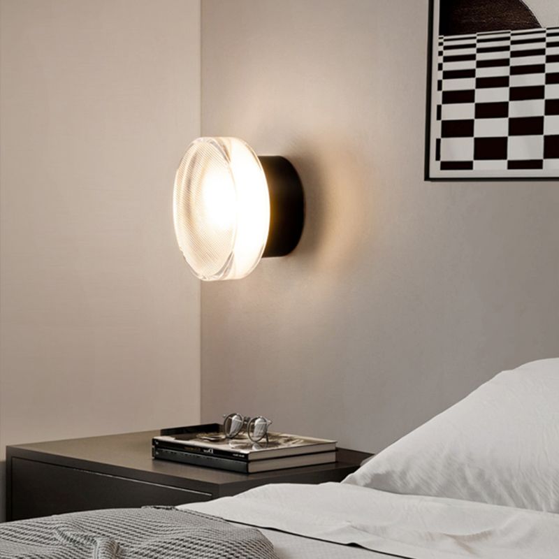 Aluminum and Acrylic Bath Sconce 1 Light Bathroom Vanity Lighting in Black / Gold