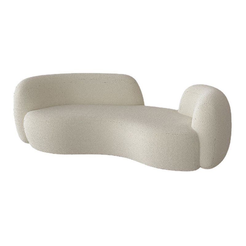 Recessed Arm Curved Sofa for Apartment Beige Contemporary Sofa