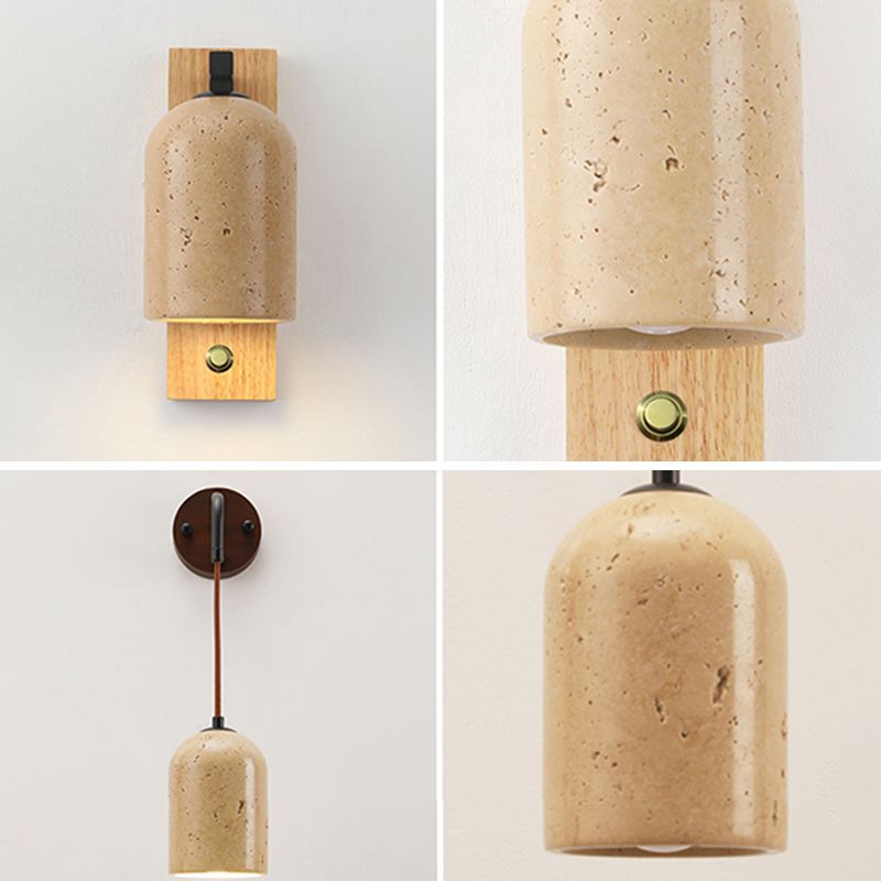 Modern Simple Wooden Wall Light Cylinder Shape Wall Lamp for Living Room
