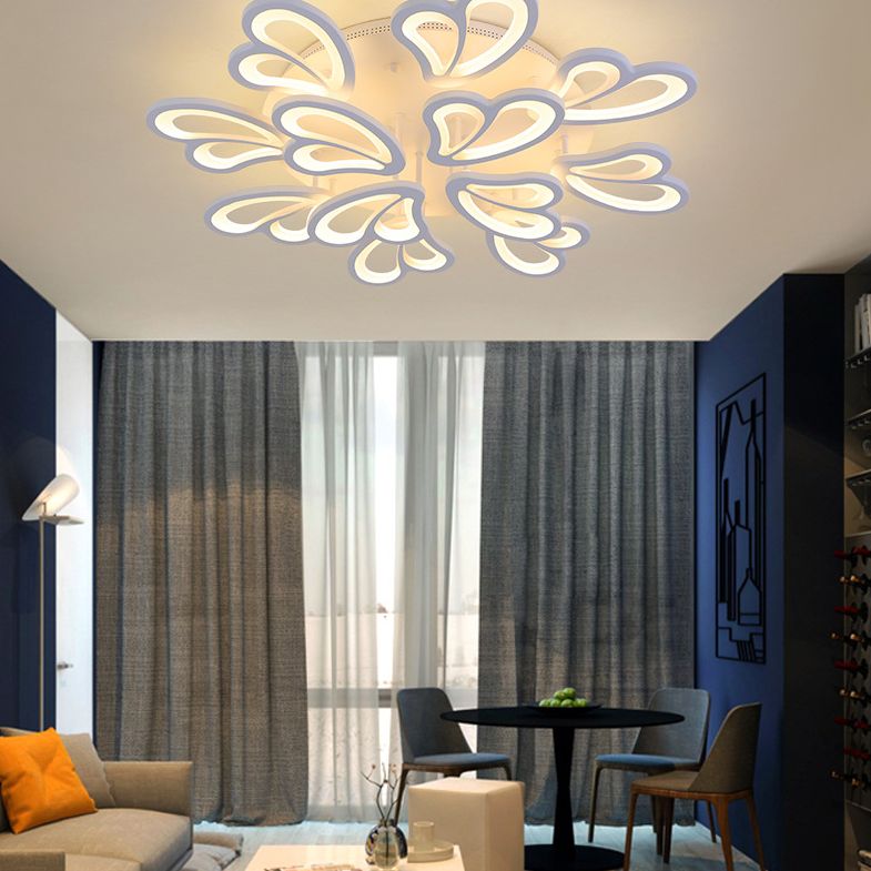 Luz de techo LED de sombra acrílica blanca en estilo moderno semi iluminación para dormitorio